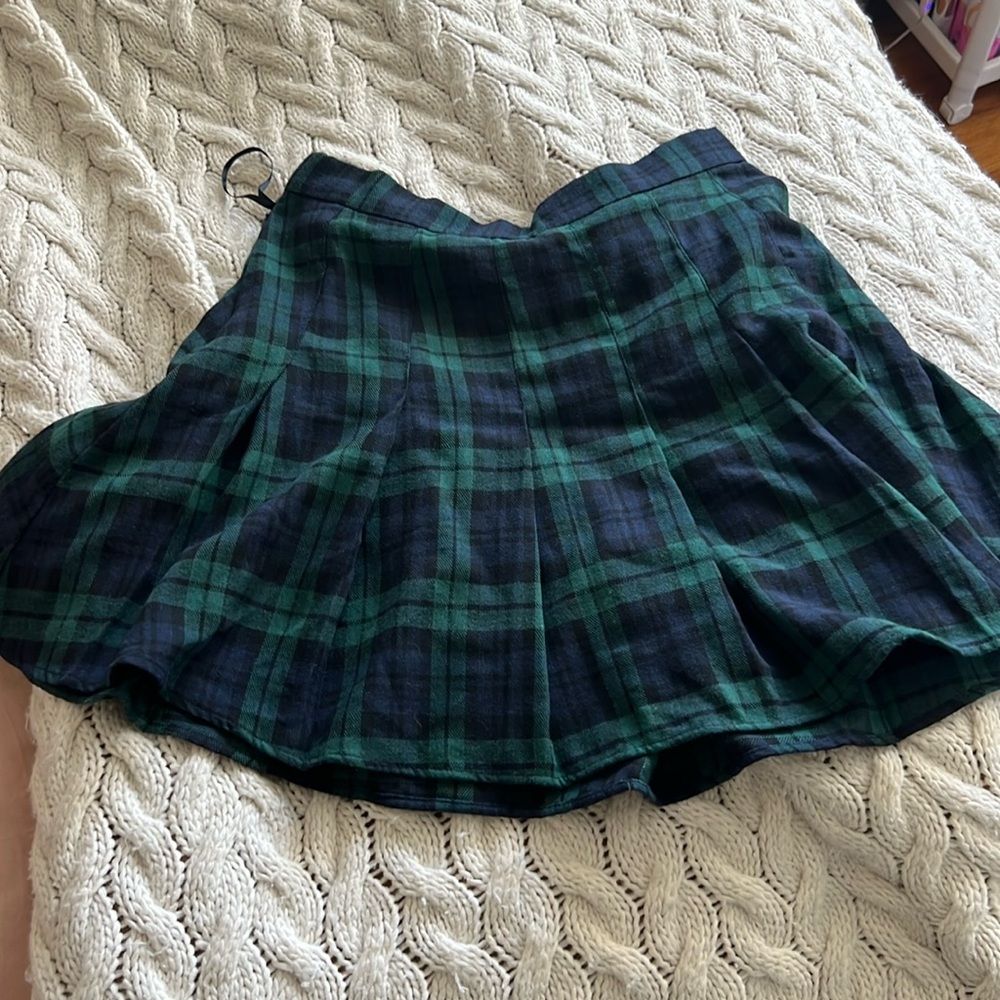 SHEIN Green and Navy Plaid Mini Skirt